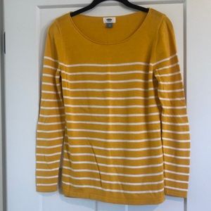 Lightweight, yellow and white stripe sweater, size M